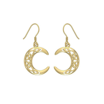 An inspirational guidance of the Crescent Moon ~ Sterling Solid Gold Dangle Earrings Jewelry GTE2007 - Jewelry